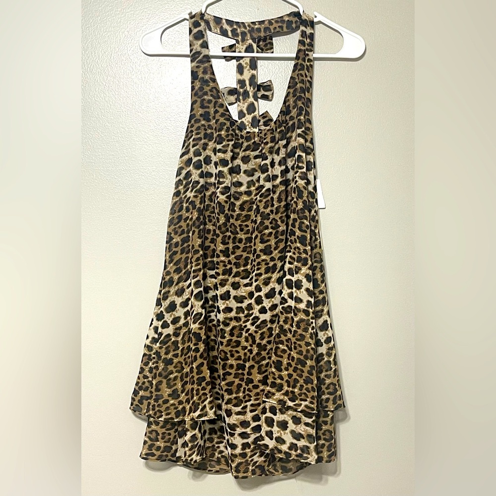 Women Sm. Leopard Print Top Halter Neck /Bow Knot Back/Party/Casual/Tunic/Mini